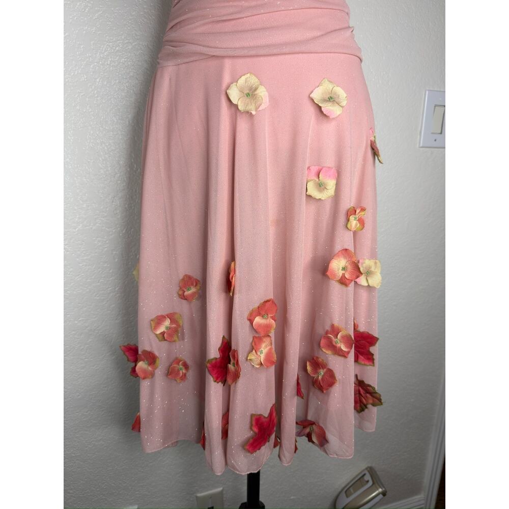 VTG Y2K Speechless Fairy Flower Dress Pink Halter Babydoll Glitter Embroidered - Picture 4 of 11